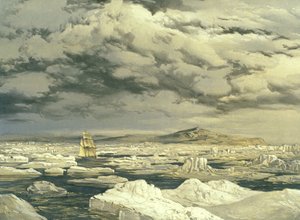 Prima scoperta della terra da parte della HMS Investigator, 6 settembre 1850, inciso da E. Walker, 1854