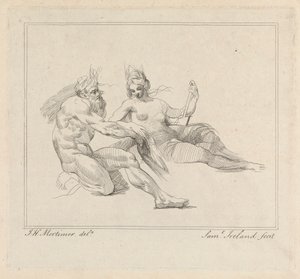 Tre incisioni su un foglio: Due Figure Mitologiche da Samuel Ireland