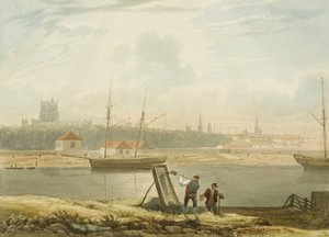 Veduta del porto galleggiante con la cattedrale e le chiese della città, c.1825 da Samuel Jackson