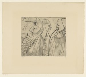 Gruppo di figure e volto con lingua fuori da Samuel Jessurun de Mesquita (signed by artist)