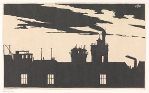 Silhouette della fabbrica del gas orientale