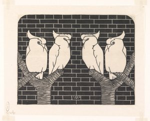 Quattro cacatua coronati da Samuel Jessurun de Mesquita (signed by artist)