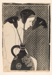 Nudo femminile dietro un vaso con calle nere da Samuel Jessurun de Mesquita (signed by artist)