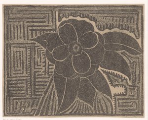 Camelia (nero; motivo labirintico intorno)