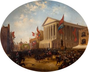 Il duca di Cambridge lascia il municipio, Birmingham, 1857 da Samuel Lines