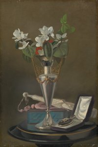 Natura morta con ventaglio e pendente da Samuel Marsdon Brookes