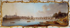 Veduta della città di Francoforte. Panorama di Francoforte sul Meno in Germania. Dipinto di Samuel Mund (1724-1794) XVIII secolo Francoforte, museo storico da Samuel Mund