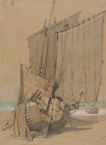 Barche da Pesca sulla Spiaggia con Vele ad Asciugare da Samuel Prout