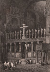 Iconostasi nella Basilica di San Marco, Venezia, Veneto, Italia, incisione in acciaio da un disegno di Samuel Prout (1783-1852), circa 15x11.5 cm