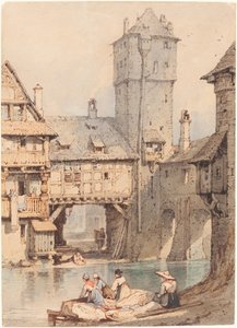 Lavandaie davanti al Wasserturm, Norimberga da Samuel Prout