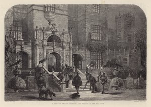 Un buon vecchio Natale inglese: il benvenuto alla porta della sala (incisione) da Samuel Read