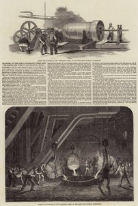 Cilindro della grande pressa idraulica utilizzata per sollevare i tubi del ponte Britannia da Samuel Read