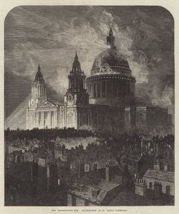 Il giorno del ringraziamento, illuminazione della cattedrale di St. Paul da Samuel Read