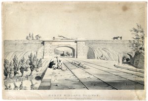 Ponte della North Midland Railway sotto il Canale di Cromford a Bull Bridge c.1840 da Samuel Russell