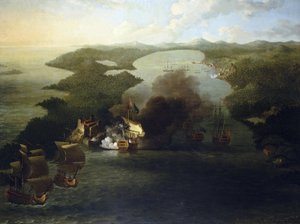 Guerre coloniali della Spagna: cattura di Porto Bello (o Puerto Bello) (Argentina), 21 novembre da Samuel Scott