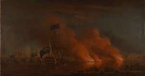 Zattere incendiarie francesi che attaccano la flotta britannica al largo di Quebec, 28 giugno 1759 da Samuel Scott