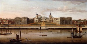 Veduta del Royal Hospital, Greenwich, dal Tamigi