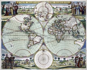 Una nuova mappa del mondo, 1702 circa (stampa) da Samuel Thornton