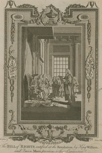 La Carta dei Diritti ratificata alla Rivoluzione da Re Guglielmo e Regina Maria da Samuel Wale