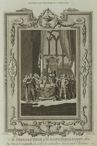La dissoluzione del Lungo Parlamento 1653 da Oliver Cromwell (incisione) da Samuel Wale