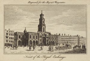 La facciata della Royal Exchange nella City di Londra
