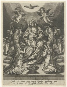 Madonna con bambino circondata da angeli