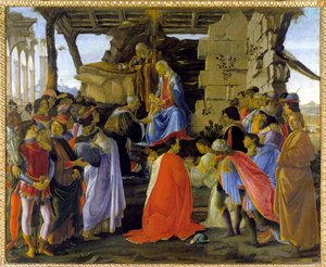 Adorazione dei Magi, rappresentazione dei membri della famiglia Medici da Sandro Botticelli