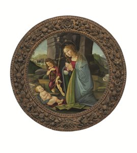 La Madonna in adorazione del Bambino con il giovane San Giovanni Battista (tempera e olio su tavola) da Sandro (and workshop) Botticelli