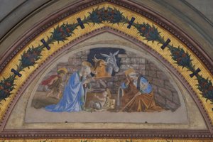 Nascita di Cristo con il giovane Giovanni che si avvicina da Sandro Botticelli