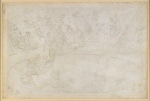 La Divina Commedia, Inferno XVII. Virgilio e Dante nel settimo cerchio dell’Inferno, terza fascia: i violatori dell’ordine divino nel deserto di fiamme, la punizione degli usurai; discesa nelle profondità sul dorso di Gerione da Sandro Botticelli
