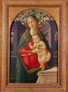 La Madonna e il Bambino in una nicchia decorata con rose