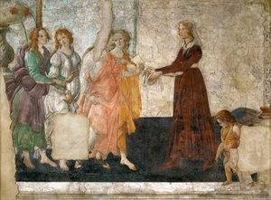Venere e le Tre Grazie offrono doni a una giovane ragazza, 1484-1486 da Sandro Botticelli