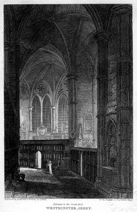 Ingresso alla navata sud, Abbazia di Westminster, Londra, 1816 da Sands