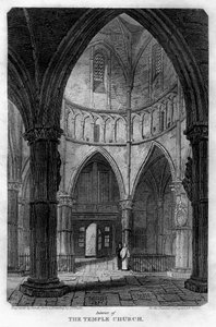 Interno della Temple Church, Londra, 1816 da Sands