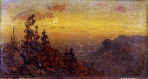 Indiani al falò--Luna che sorge, n.d. da Sanford Robinson Gifford