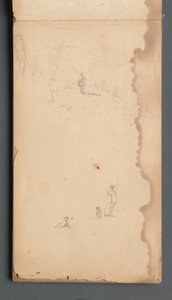 Taccuino, pagina 02: Figura in un Paesaggio con Cane da Sanford Robinson Gifford