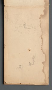 Taccuino, pagina 02: Figura in un paesaggio con cane, 1859 da Sanford Robinson Gifford