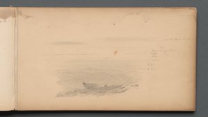 Taccuino, pagina 04: Paesaggio marino con annotazioni di colore, 1859
