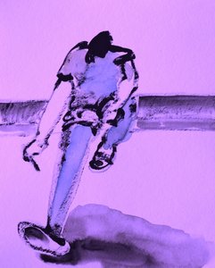 Passeggiata sulla spiaggia viola