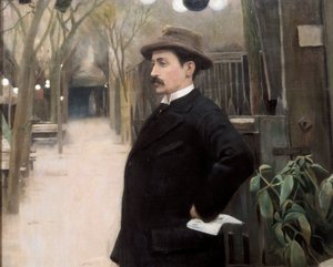 Ritratto del pittore Miguel Utrillo (1862-1934) durante il suo soggiorno a Parigi (dettaglio). Dipinto di Santiago Rusinol y Prats, 1891