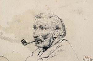Testa di un uomo che fuma una pipa da Santiago Rusiñol