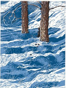 Nevicata di primavera, 2016 (Linocut)
