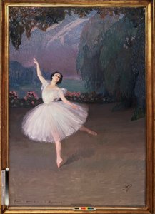 La ballerina Tamara Karsavina (1885-1978) in Sylphide (per il balletto Sylphide)