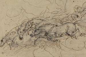 Quattro cavalli al galoppo: studio mitologico, possibilmente per il carro di Fetonte da Sawrey Gilpin