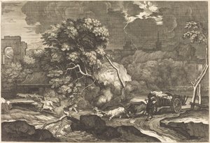 Paesaggio con carrettiere spaventato