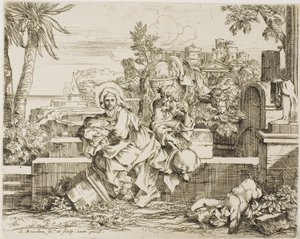 Riposo durante la fuga in Egitto da Sébastien Bourdon