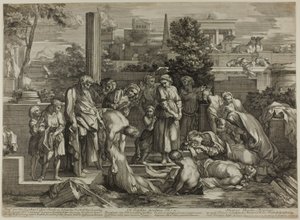 Seppellire i morti, da Le opere di misericordia da Sébastien Bourdon