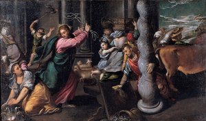 Cristo scaccia i mercanti dal tempio, 1580-1585 da Sigismondo Scarsellino