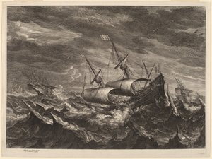 Barche a vela in una tempesta da Schelte Adams Bolswert after Andries van Eertvelt