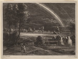 Paesaggio con un grande arcobaleno